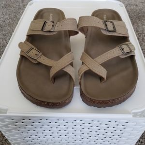Tan fauxeather sandals